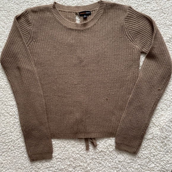Ambiance Apparel Lace Up Back Sweater - Picture 1 of 6